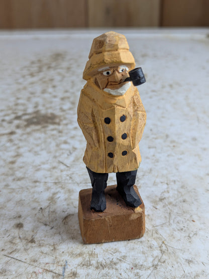 Wood Folk Art Hand Carved Fisherman