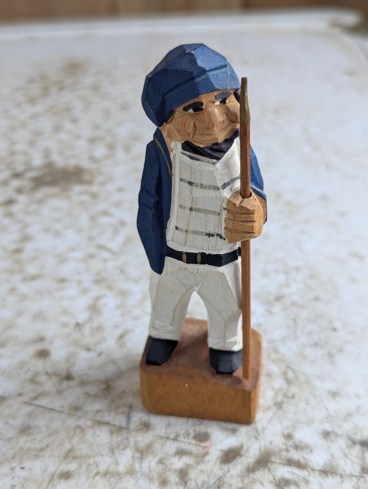 Wood Folk Art Hand Carved Whaler Sailor with Spear