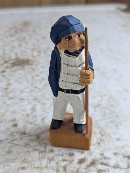 Wood Folk Art Hand Carved Whaler Sailor with Spear