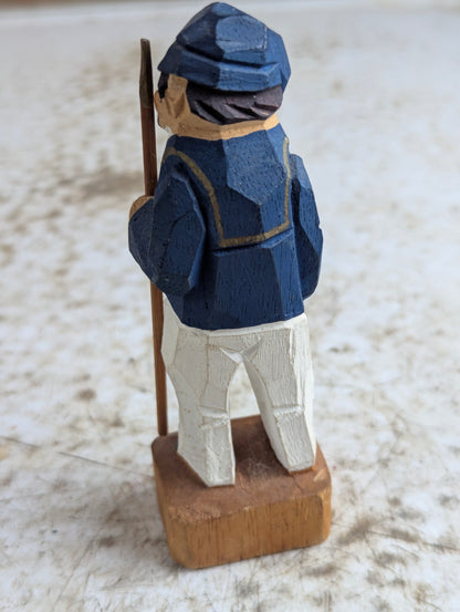 Wood Folk Art Hand Carved Whaler Sailor with Spear