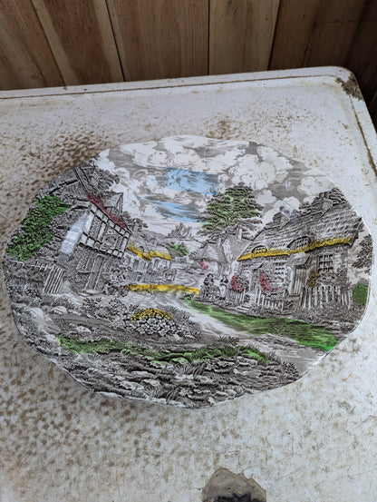 Vintage Enoch Wedgewood Tunstall Old English Village 16" x 13" Serving Plate Platter