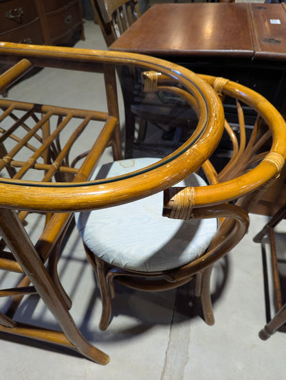 3 Piece Rattan Honeymoon Table and 2 Chair Set