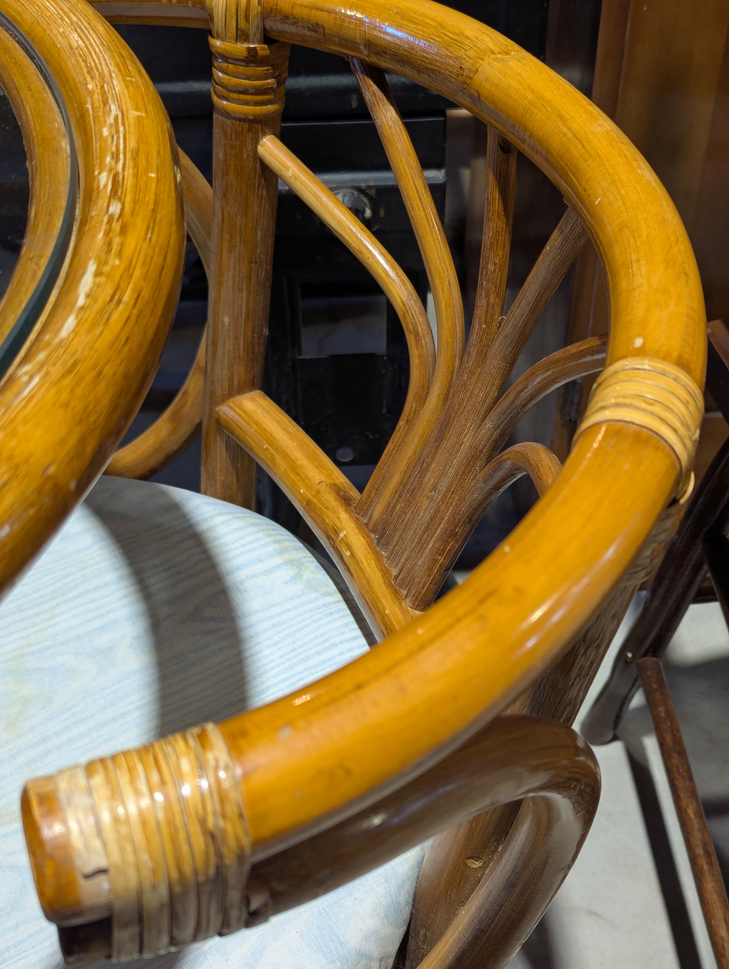 3 Piece Rattan Honeymoon Table and 2 Chair Set