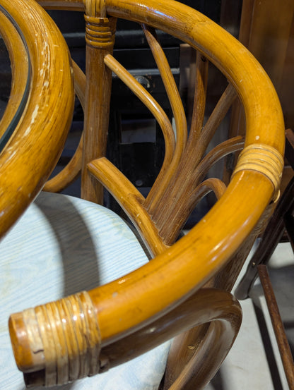 3 Piece Rattan Honeymoon Table and 2 Chair Set