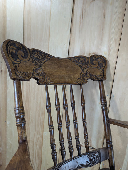 Antique Oak Pressed Back Rocking Chair