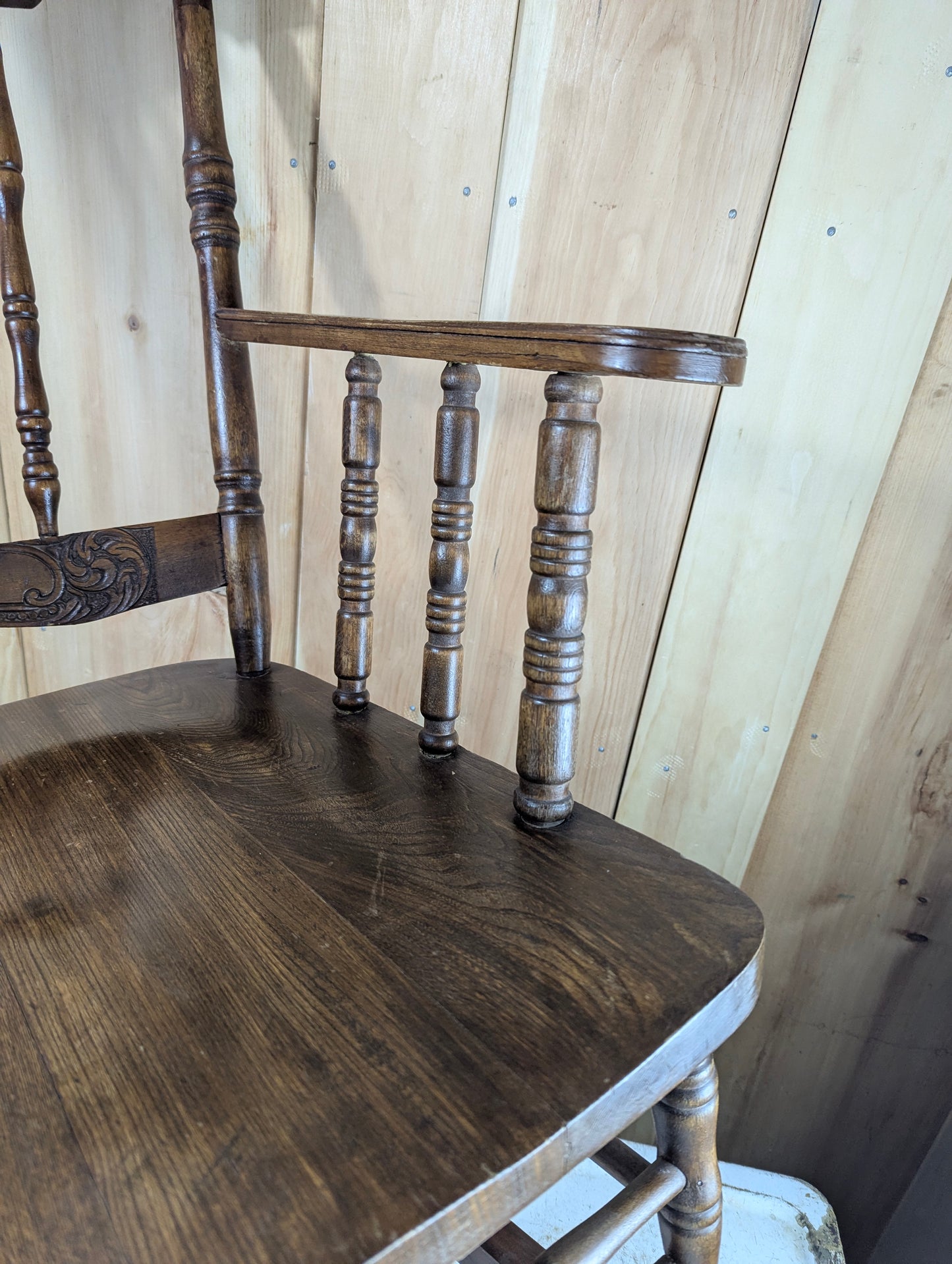 Antique Oak Pressed Back Rocking Chair
