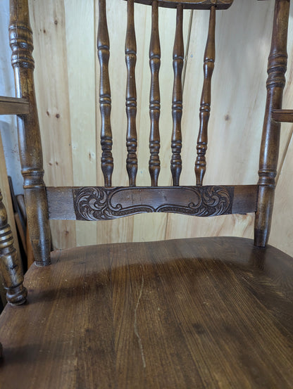 Antique Oak Pressed Back Rocking Chair