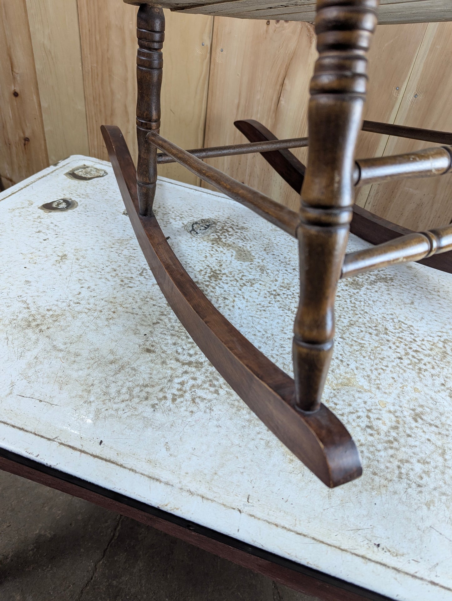Antique Oak Pressed Back Rocking Chair