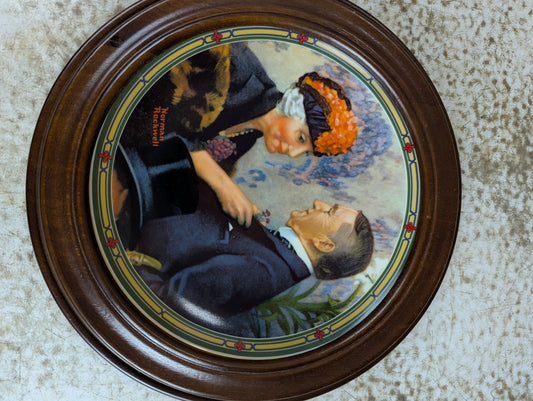 'Love's Reward' Norman Rockwell Framed Knowles Collector Plate