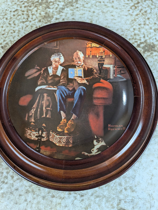 'Evening's Ease' Norman Rockwell Framed Knowles Collector Plate
