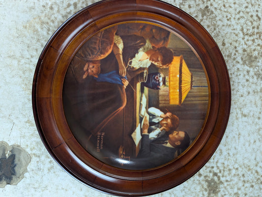'Father's Help' Norman Rockwell Framed Knowles Collector Plate