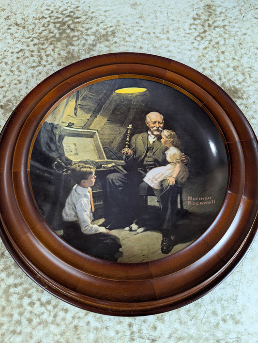 'Grandpa's Treasure Chest' Norman Rockwell Framed Knowles Collector Plate