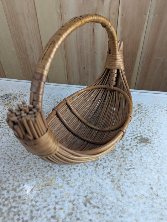 Vintage Boat Shaped Rattan Fruit Basket