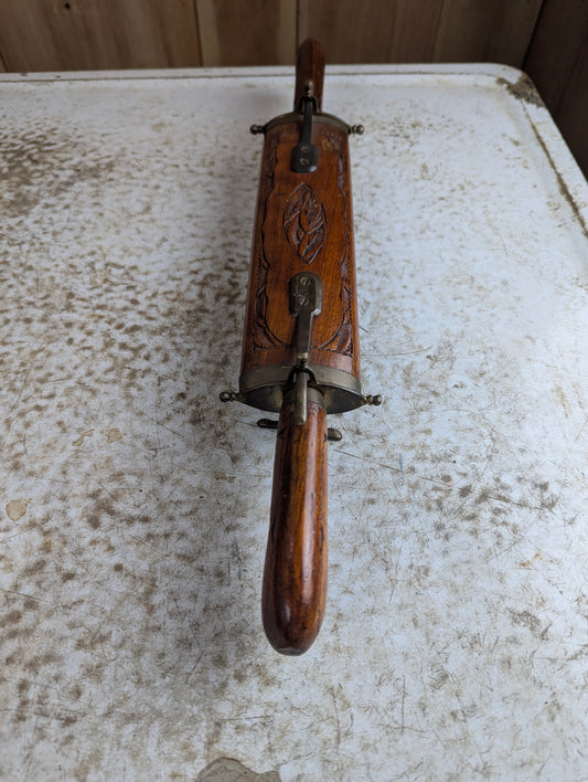 Vintage Hand Carved Indian Knife and Fork Carving Set in Wood Sheath