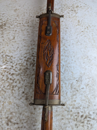 Vintage Hand Carved Indian Knife and Fork Carving Set in Wood Sheath
