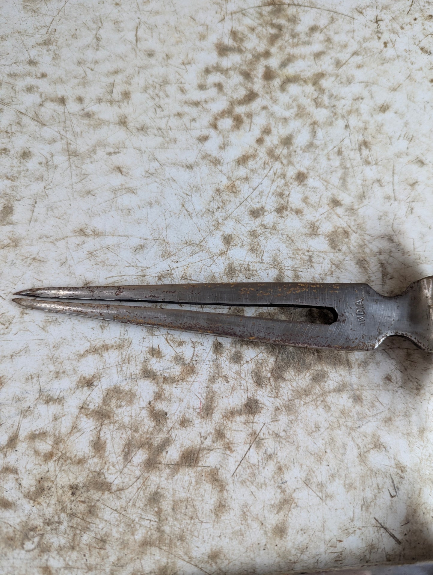 Vintage Hand Carved Indian Knife and Fork Carving Set in Wood Sheath