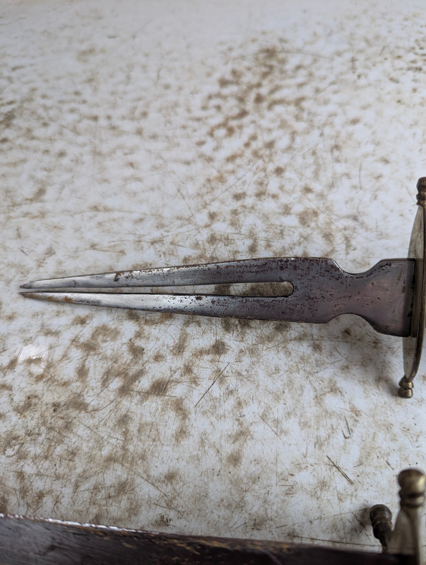 Vintage Hand Carved Indian Knife and Fork Carving Set in Wood Sheath