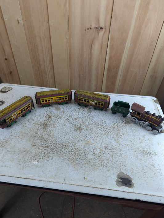 Vintage 5 Piece Cast Iron Steam Train Set