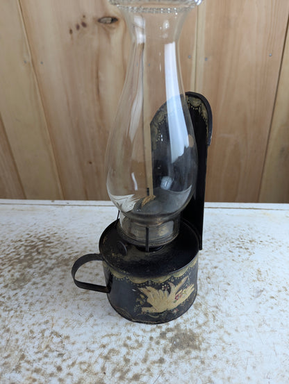 Antique Wall-Mounted Oil Lamp with Handle