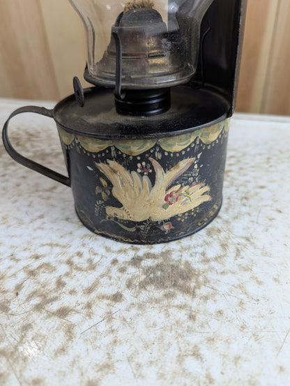 Antique Wall-Mounted Oil Lamp with Handle