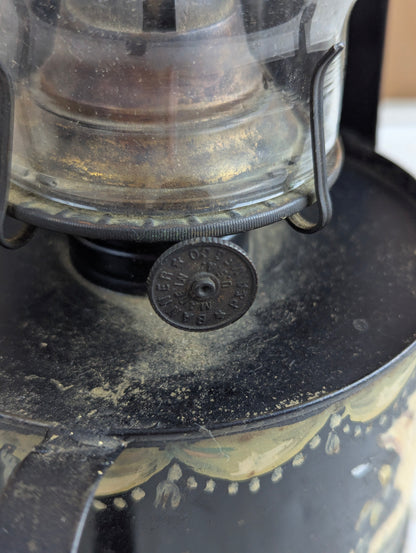 Antique Wall-Mounted Oil Lamp with Handle
