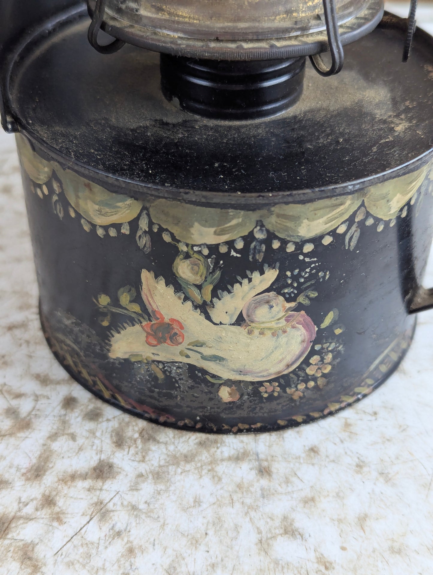 Antique Wall-Mounted Oil Lamp with Handle
