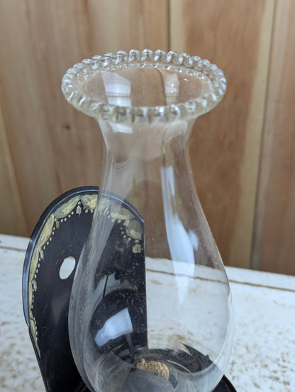 Antique Wall-Mounted Oil Lamp with Handle