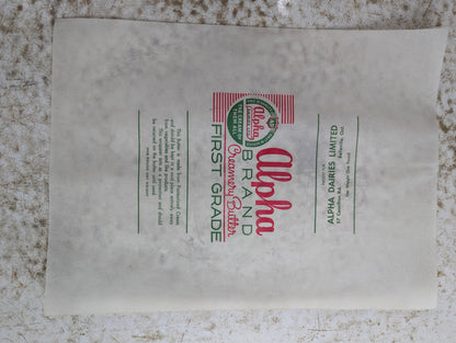 Vintage Alpha Brand Creamery Belleville Butter Papers