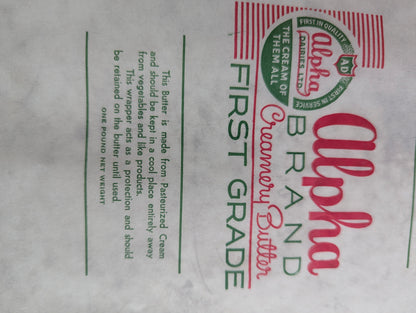 Vintage Alpha Brand Creamery Belleville Butter Papers
