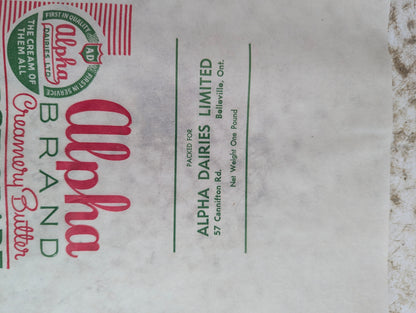 Vintage Alpha Brand Creamery Belleville Butter Papers