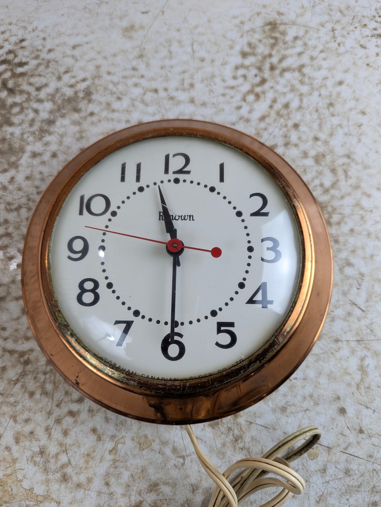 Vintage Sears Renown Copper Electric Wall Clock