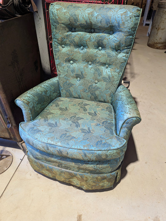 Vintage Mid Century Stratford Furniture Teal Swivel Rocker