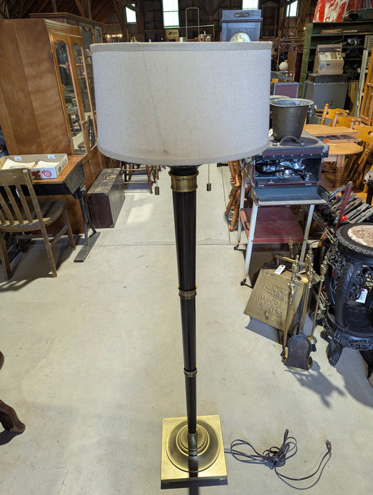 Contemporary 57.5" Ebony and Brass Floor Lamp