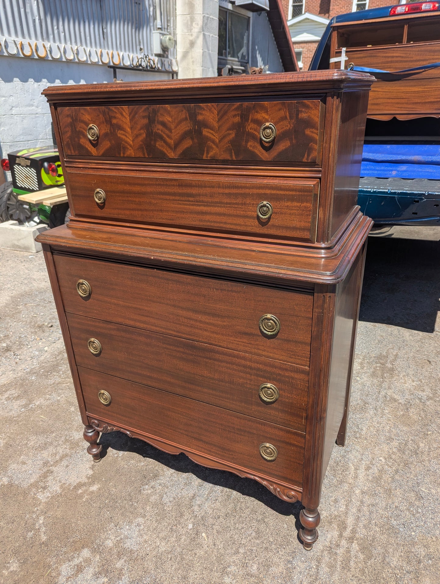 Vintage 5-Drawer High Boy Dresser Chest of Drawers