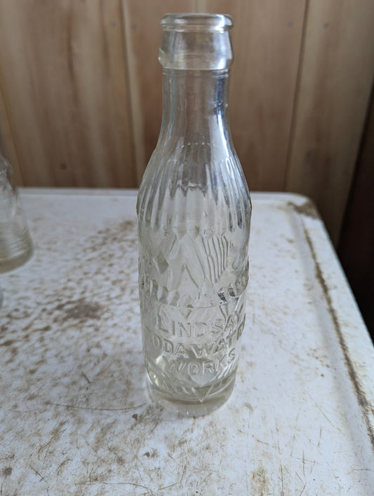 Antique Lindsay Soda Water Works 6.5oz Embossed Glass Bottle