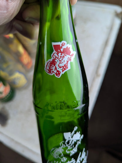 Vintage Mountain Dew 10oz Hillbilly 'Filled by Clem and Gert'  Green Glass ACL Soda Bottle
