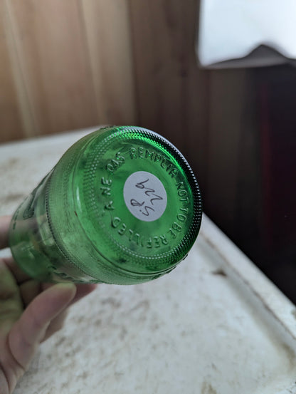 1960s Mountain Dew Hillbilly Stubby Green Embossed Glass Soda Bottle