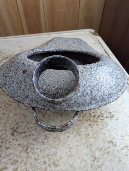 Vintage Grey Speckled Enamelware Bed Pan