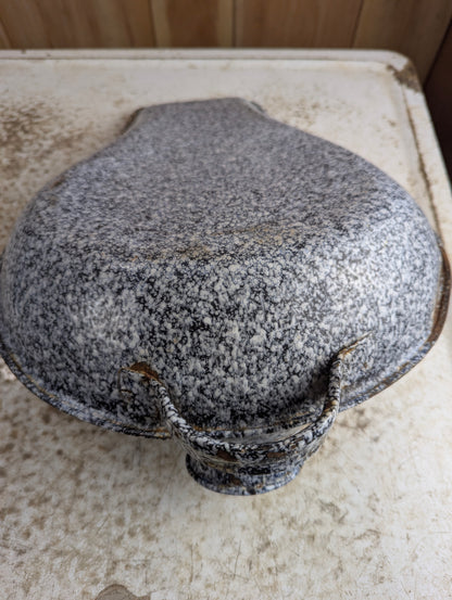 Vintage Grey Speckled Enamelware Bed Pan