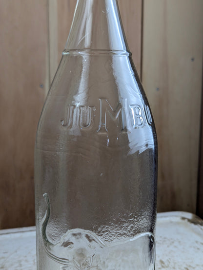 1930s Jumbo Beverage 60oz W. Bissonnette Embossed Glass Soda Bottle