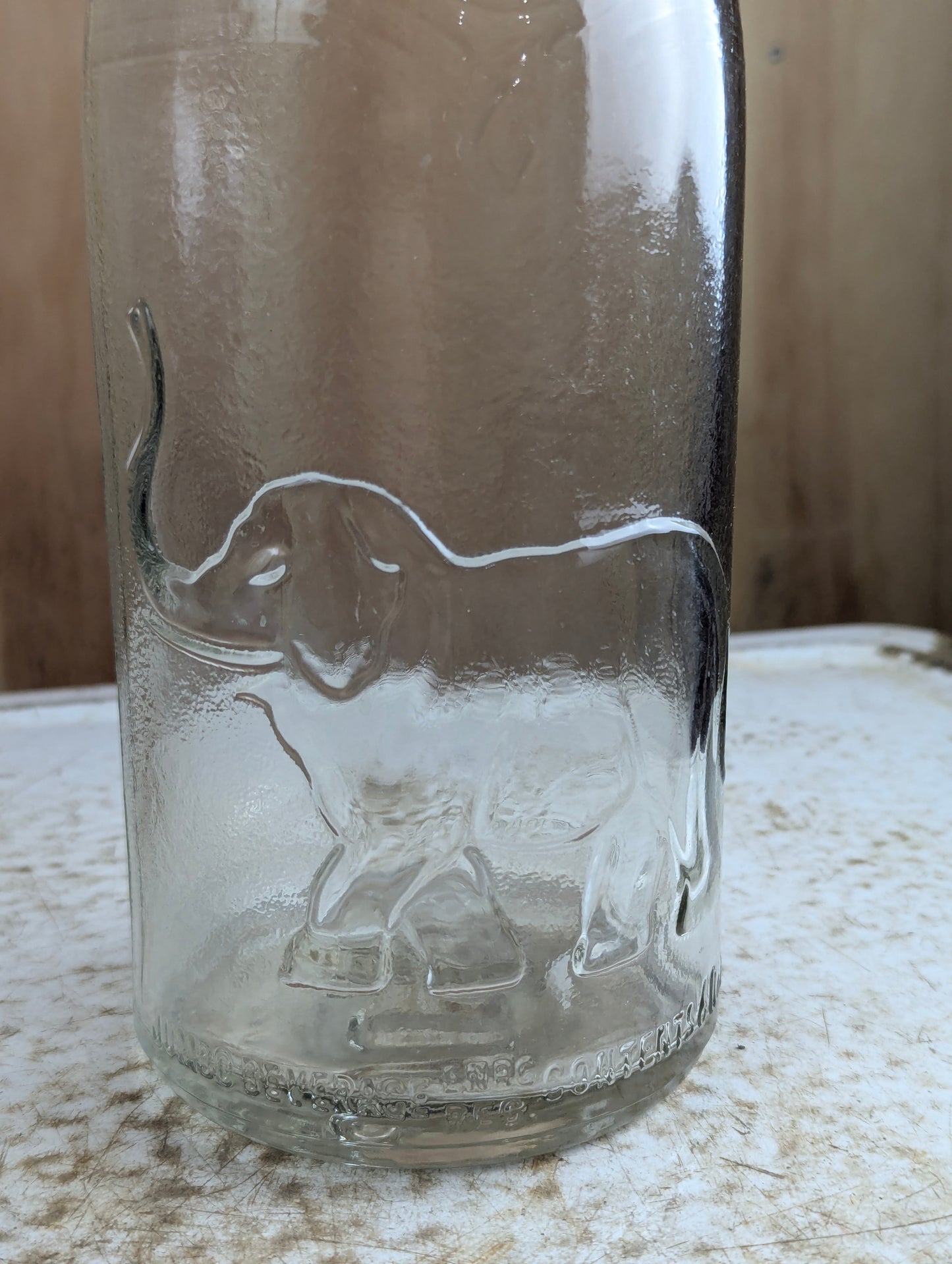 1930s Jumbo Beverage 60oz W. Bissonnette Embossed Glass Soda Bottle