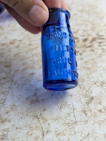 Antique Cobalt Blue Glass Bromo Seltzer 2.5" Bottle