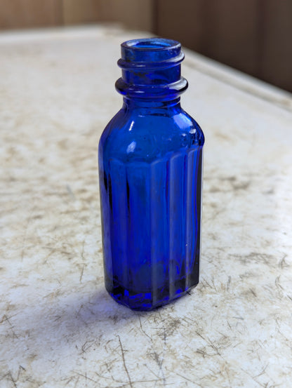 Vintage Cobalt Blue Glass Poison Bottle 1/2oz