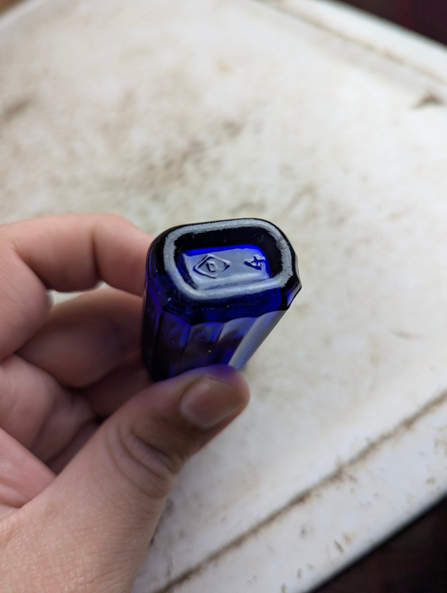 Vintage Cobalt Blue Glass Poison Bottle 1/2oz