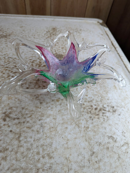Vintage Murano-Style Starfish Pulled Art Glass Bowl