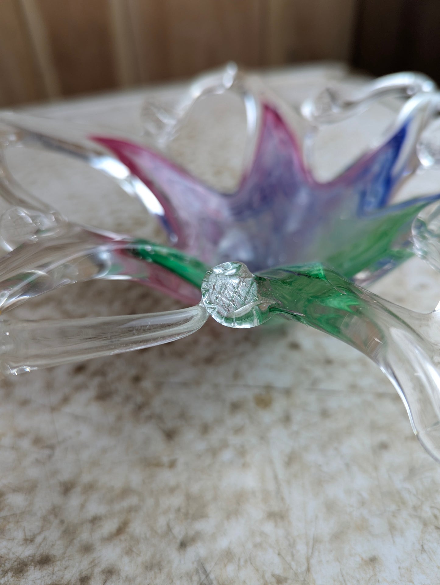 Vintage Murano-Style Starfish Pulled Art Glass Bowl