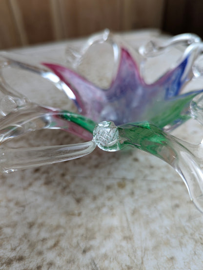 Vintage Murano-Style Starfish Pulled Art Glass Bowl