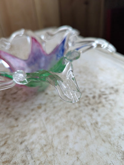 Vintage Murano-Style Starfish Pulled Art Glass Bowl