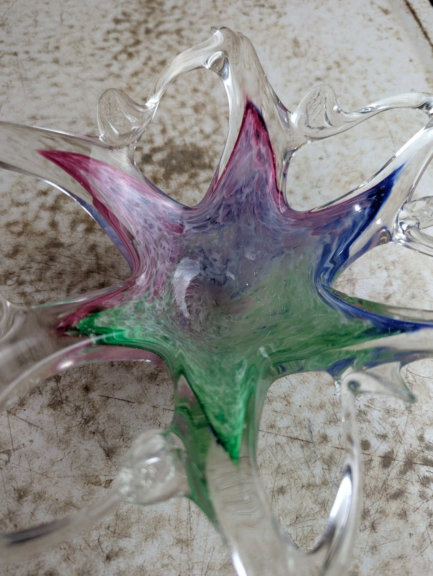 Vintage Murano-Style Starfish Pulled Art Glass Bowl