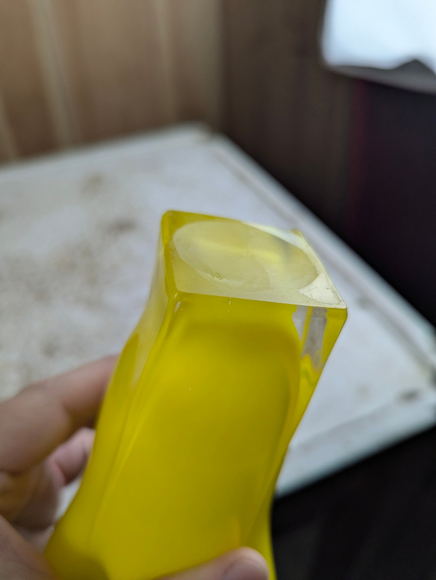 Vintage Yellow Art Glass Handkerchief Vase